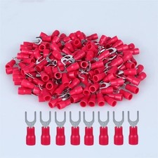 1000pcs RED FORK SPADE TERMINAL 22-16AWG 8 VINYL INSULATED CRIMP WIRE CONNECTOR