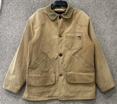 #ad Vintage LL Bean Barn Chore Jacket Mens Medium Removable Wool Lined Canvas Coat $59.99