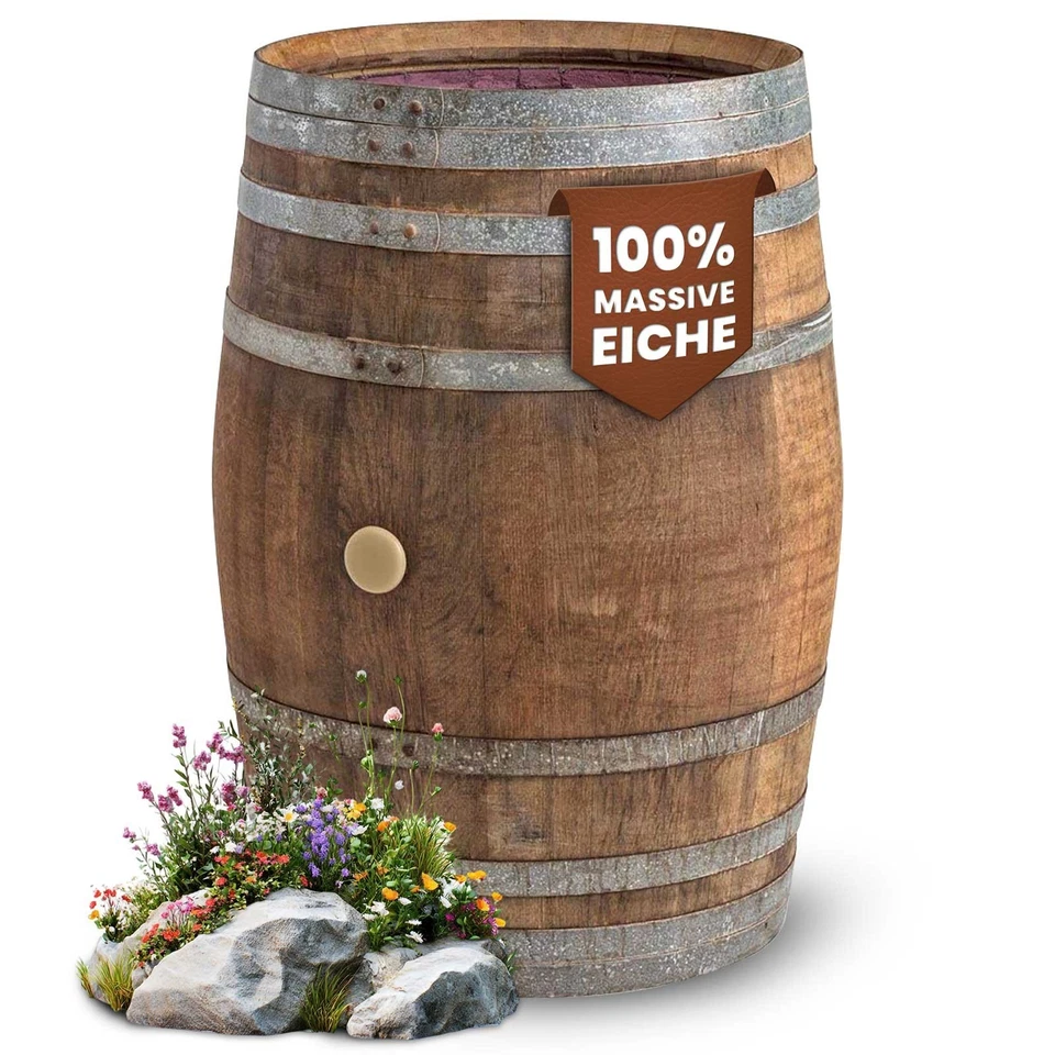 225 Liter Holzfass, Fass, Regentonne, Wasserfass, Weinfass, Regenfass aus Holz