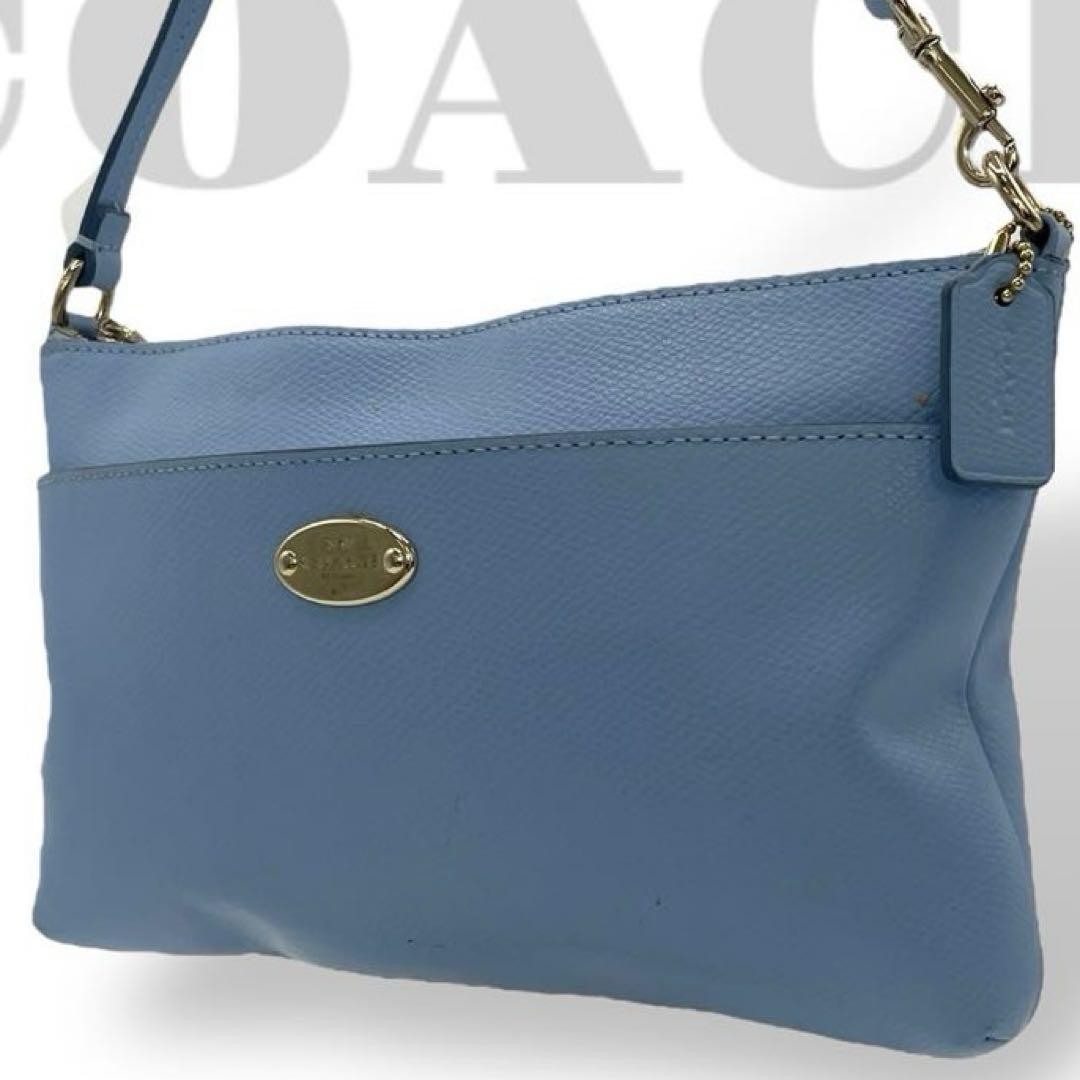 Coach Light Blue Leather Accessory Pouch - Pre-Owned
