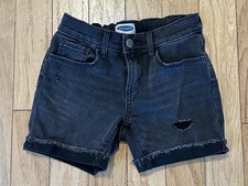 Old Navy Black Shorts Size Youth Girls 10 Adjustable Waist Distressed Cuffed