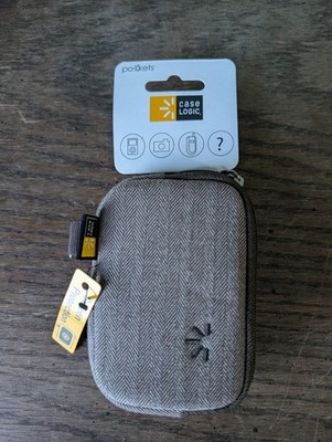Case Logic Small Digital Camera Case 4 x3  Brown Herringbone Fabric w/Strap NWT