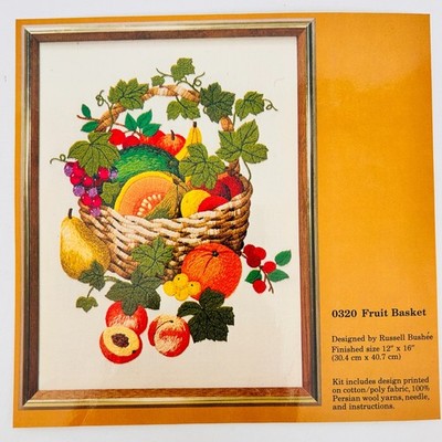 The Creative Circle Fruit Basket Crewel Embroidery Stitchery Kit 0320 Vintage