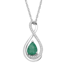 Finecraft Natural Gemstone Pendant Necklace with Diamonds in Sterling Silver,