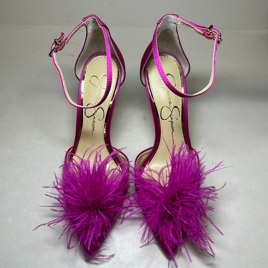 Jessica Simpson Womens 6 M Brightest Pink Wolistie Ostrich Feather