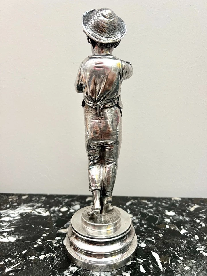 Auguste Louis Lalouette 1826-1884 -Jeune Enfant   Sculpture Bronze Argenté - Photo 4/4