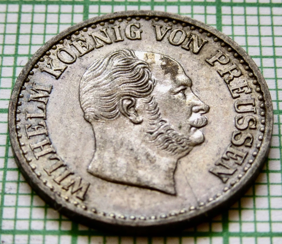 Prussia German States Wilhelm I 1867 C 1 Silbergroschen Billon UNC Patina km#485 - Image 4 of 4