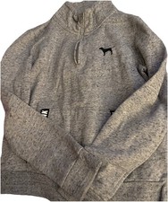 WOMENS VICTORIA S SECRET PINK QUARTER ZIP SWEATSHIRT-SIZE MEDIUM-GRAY LOGO
