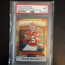 23 Panini- Supernatural Patrick Mahomes II Cracked Ice PSA 9 15/25 Jersey Match