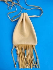 Handmade Native American Deerskin Leather Medicine Bag Pouch Small Fringed