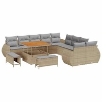 Garten Sofa Set 13 Teilig Mit Kissen Beige Hellgrau Sitzgruppe Balkon Terrasse