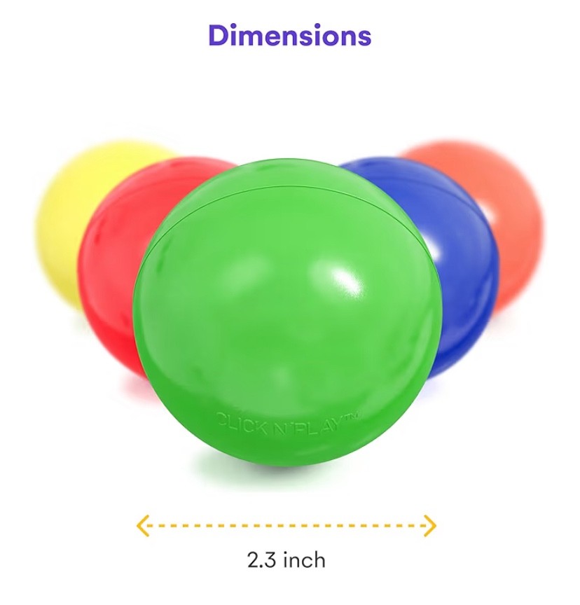 Click N' Play Ball Pit Balls for Kids, 176 Pack EUC Plastic Refill Balls