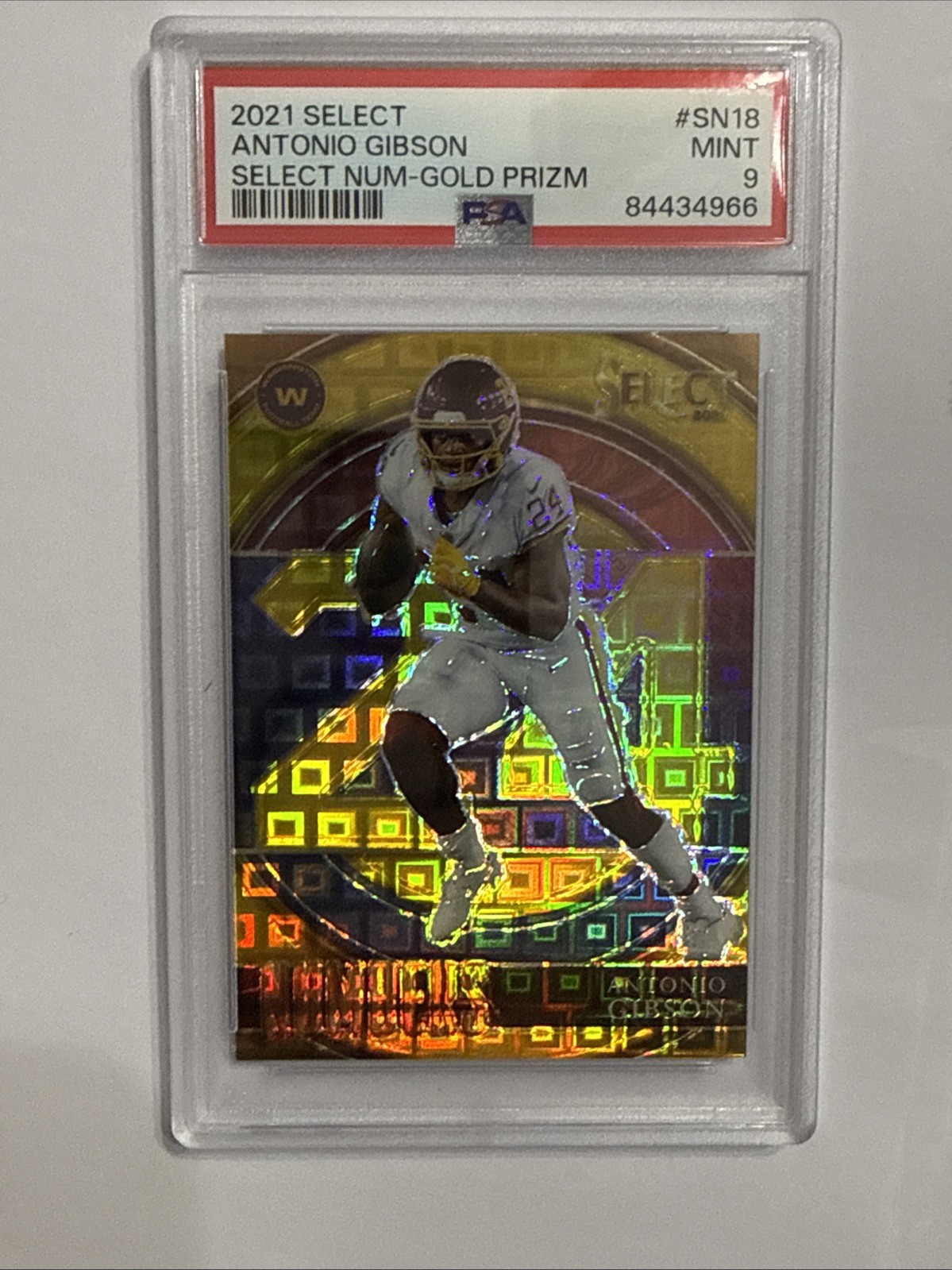 2021 Panini Select - Select Numbers Antonio Gibson #SN-18 Gold Prizm /10