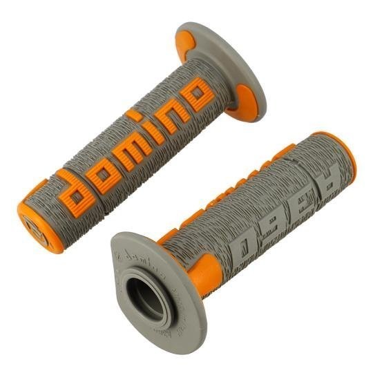 Revetement poignee domino moto off road a360 en elastomere premium gris orange