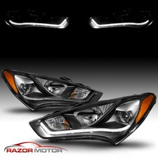 [hid Model+led Bar]for 2013 2014 2015 Hyundai Genesis Coupe Black Headlights Set