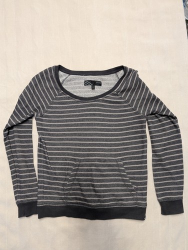 Vans, Vans Women's Striped Long Sleeve Sweatshirt Gray Black Crewneck Pullover Size M