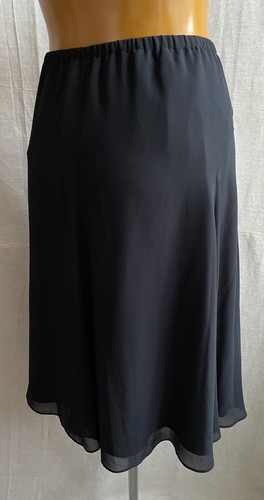 Jacques Vert Long Black Chiffon & Slippery Satin Double Layer Skirt, Size 22 - Picture 10 of 15
