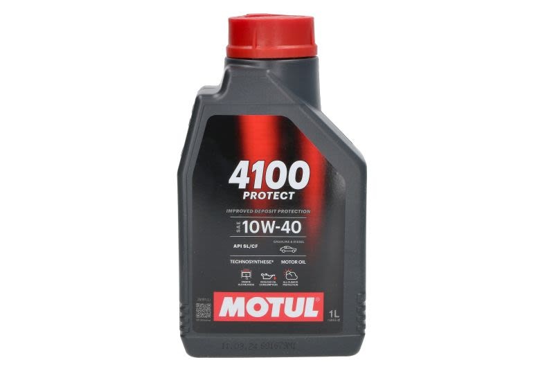 Huile moteur MOTUL 4100 PROTECT 10W40 lubrifiant Technosynthese anti-usure 1L de niveau ACEA A3 B4