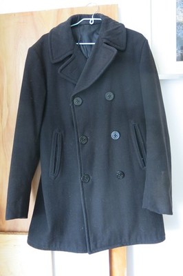 VINTAGE USN PEA MANTEL GR 38 LANG 1978 100% WOLLE