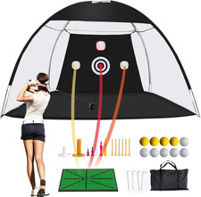 10x7ft Golf Practice Net with Mat for Indoor/Outdoor Hitting Driving