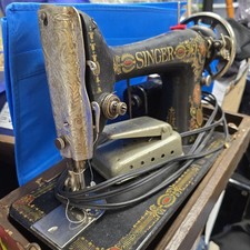 Vintage Singer Model 66 Red Eye Sewing Machine, With Case And Pedal