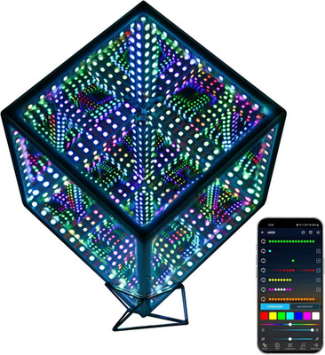 Color-Changing Infinity Mirror Cube Lamp - App-Controlled Night Light