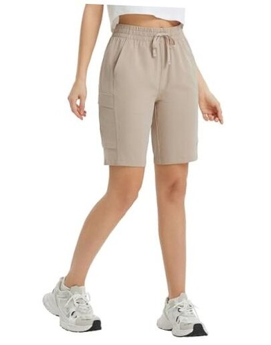 Women's 9" Cargo Shorts Hiking Water Resistant Pockets Bermuda Lightweight