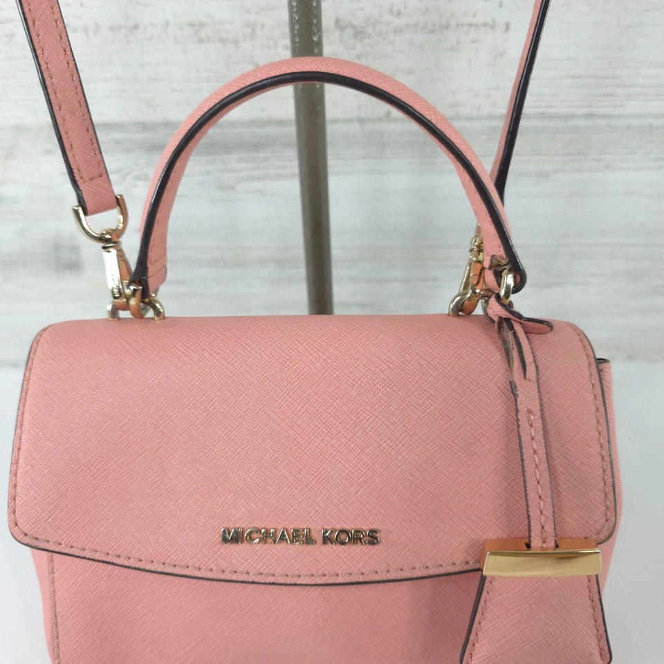 MK MICHAEL KORS AVA BANDOLERA EXTRA PEQUEÑA BOLSO DE CUERO ROSA CARTERA MONEDERO *DEFECTOS* Foto 4 de 4