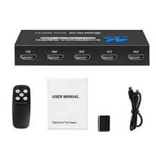 5 in 1 Out 4K 60Hz 5x1 HDMI Switcher HDMI 2.0 Switch with IR Remote Control