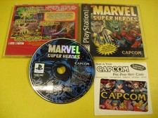Marvel Super Heroes complete w/ RARE Hint Card & DISC 7.5 out of 10 PS1!