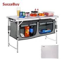 Succebuy Camping Kitchen Table Quick Set-Up Folding Camping Table MDF Camping Ta