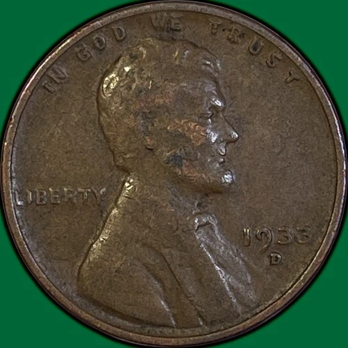 1933-D Lincoln Wheat Cent Choice Very Fine VF+ Coin #35847