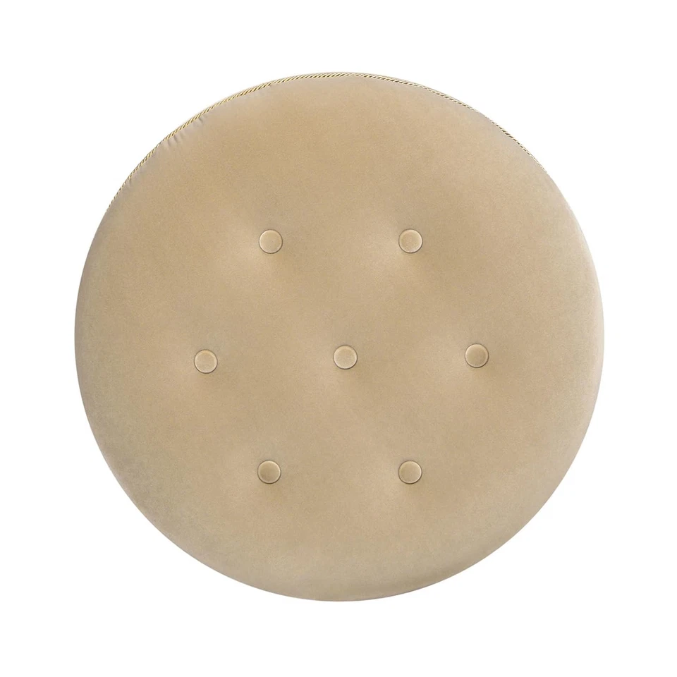 Otomana Yolanda 24" redonda tapizada con detalles Foto 2 de 4