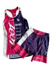 TEAM ZOOT TRIATHLON CYCLING RACE KIT TRI TANK MED PADDED TRI SHORTS SMALL 