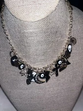 Halloween Multi Charms Skull, Bat, Moon Necklace New without Tag