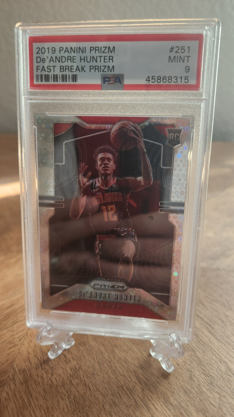 2019 Prizm De Andre Hunter Fast Break Prizm #251 PSA 9 Atlanta Hawks