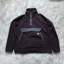 Carhartt Relaxed Fit 1/4 Snap Fleece Pullover Plum Sherpa