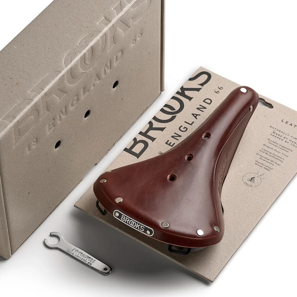 Sillín de bicicleta Brooks England B17 - Asiento de bicicleta de cuero hecho a mano (acero, titanio, Foto 4 de 4