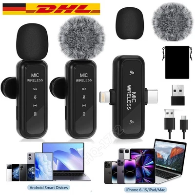 MARKENLOS Kabelloses Mikrofon Handy for iPhone/Android Mini-Mikrofon Lavalier Microphone