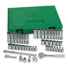 Socket Set 1/4 Drive SAE Metric 48pc Ratchet Deep Standard Sockets Chrome Case