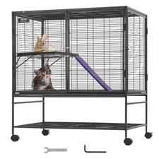 HOT/ 39" Metal Small Animal Cage 2-Tier Rolling Ferret Cage w/Tray A Ramp