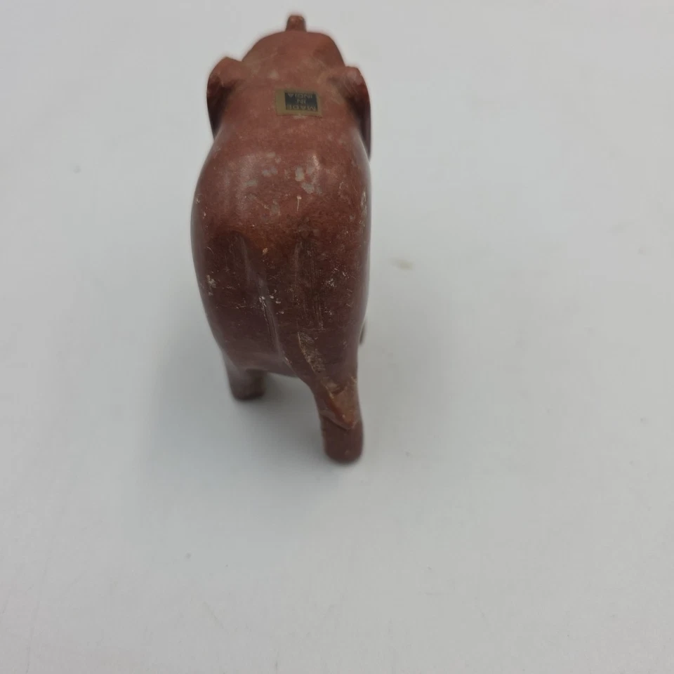 Vintage Small Onyx Brown Stone Elephant 3" Long Nicely Sculpted From India ExcCo - Image 3 of 4