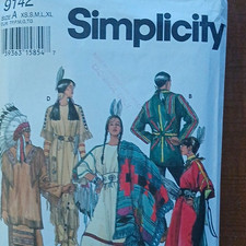 Simplicity Costume Sewing Pattern 9142 Adult Unisex XS-XL Vintage 1990s Cut