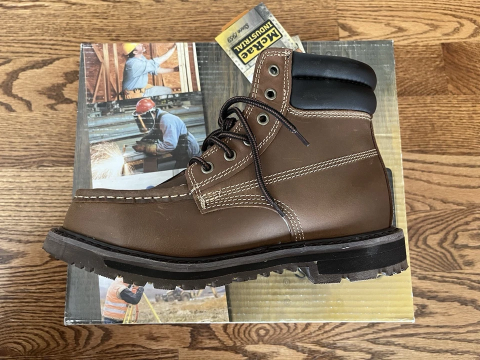 Botas McRae Industrial Cuero Puntera Acero, Talla 8W, Nuevas En Caja Foto 4 de 4