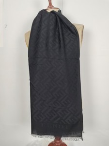 FENDI genuine vintage silk Black Cashmere wrap shawl winter scarf scarves
