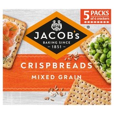 JACOB'S Crispbreads Mixed Grain Crackers, 20 Crackers Per Pack, 190 g
