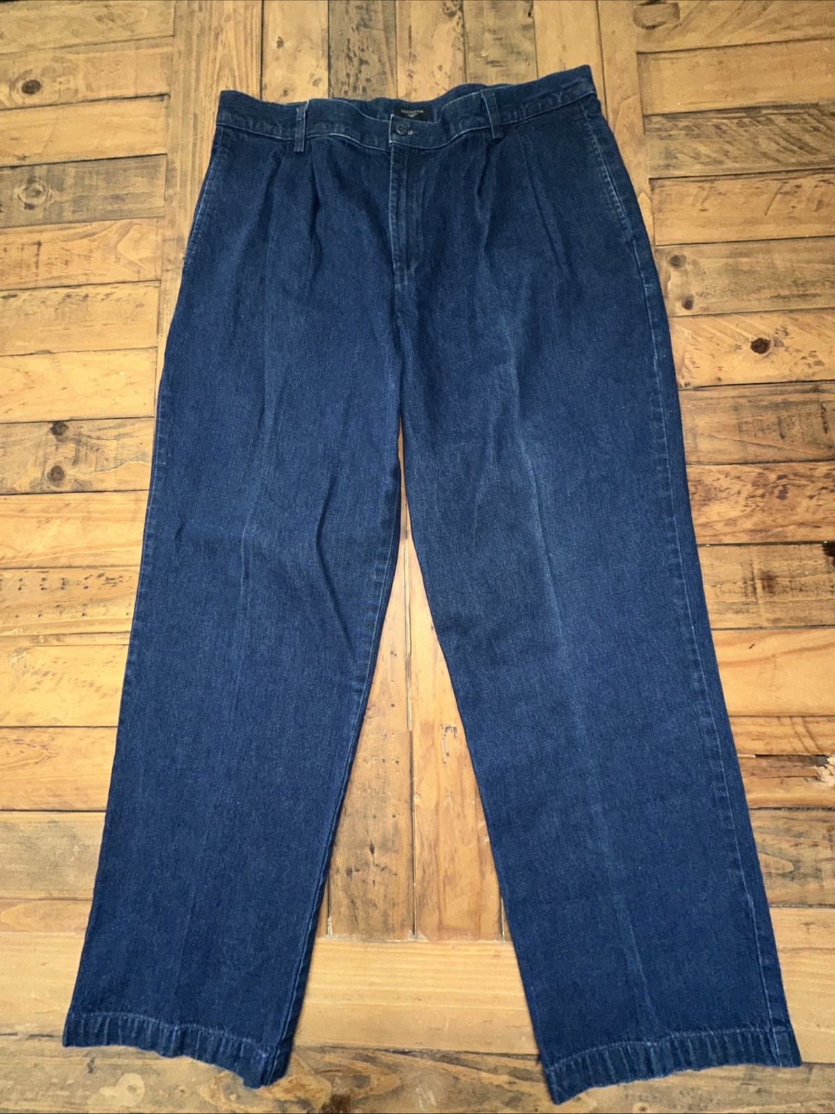 Dockers Mens 36W 30L  Dark Navy Indigo Blue Pleated Front Co