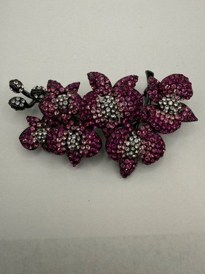 Nolan Miller Floral Fantasy Series II, Pink Crystal Budding Branch Brooch, RARE
