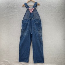 Vintage Pointer Brand Men 40x30 Blue Low Back Denim Bib Overalls USA Distressed