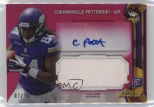 2013 Topps Finest Jumbo Relic Pink Refractor 7/10 Cordarrelle Patterson Auto 3b8